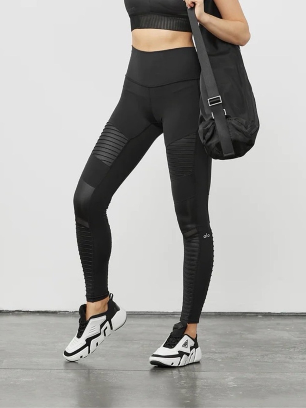 ALO Yoga Black Ankle Moto Leggings